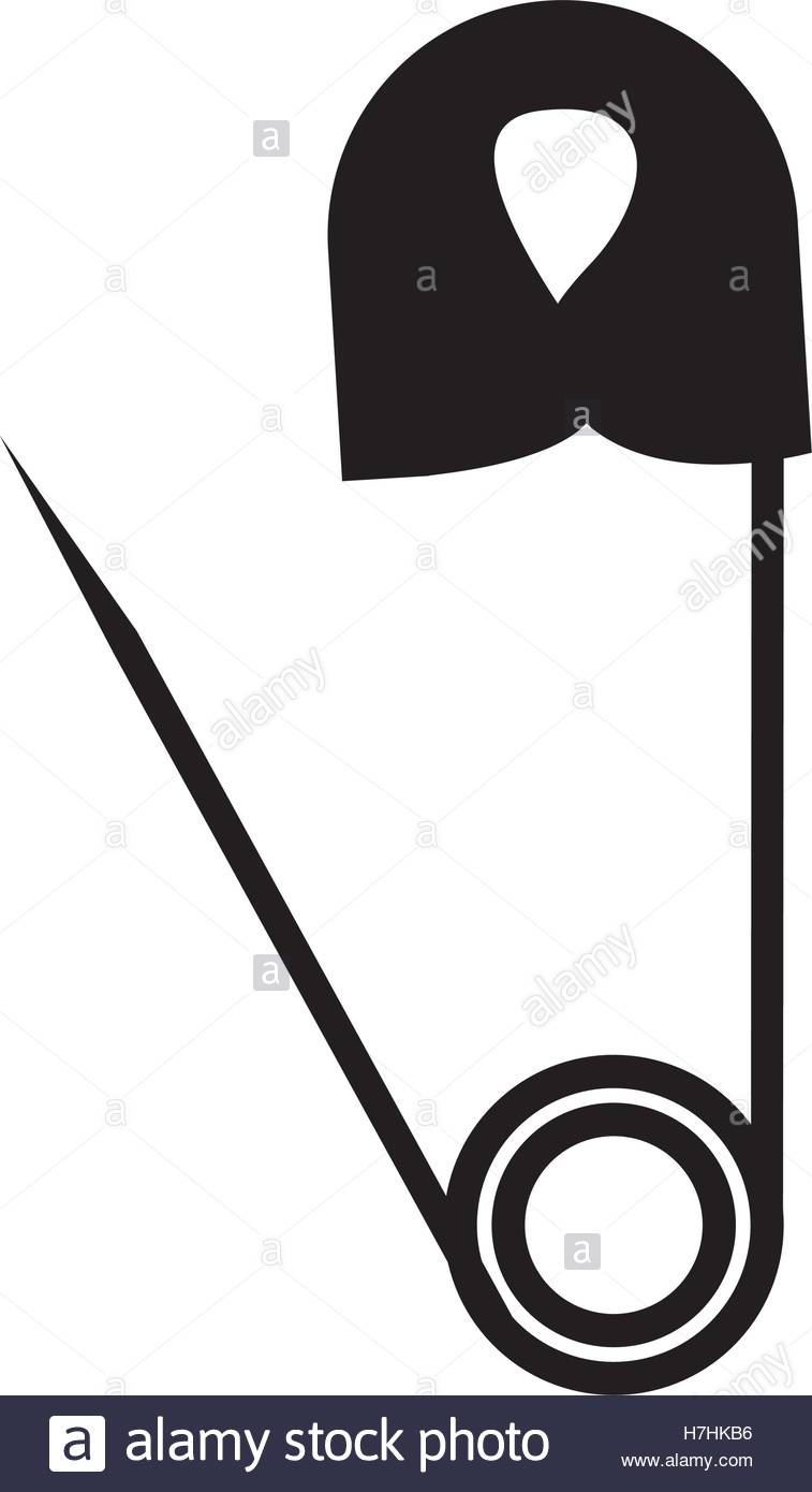 757x1390 Silhouette Of Safety Pin Icon Over White Background. Tailor Shop