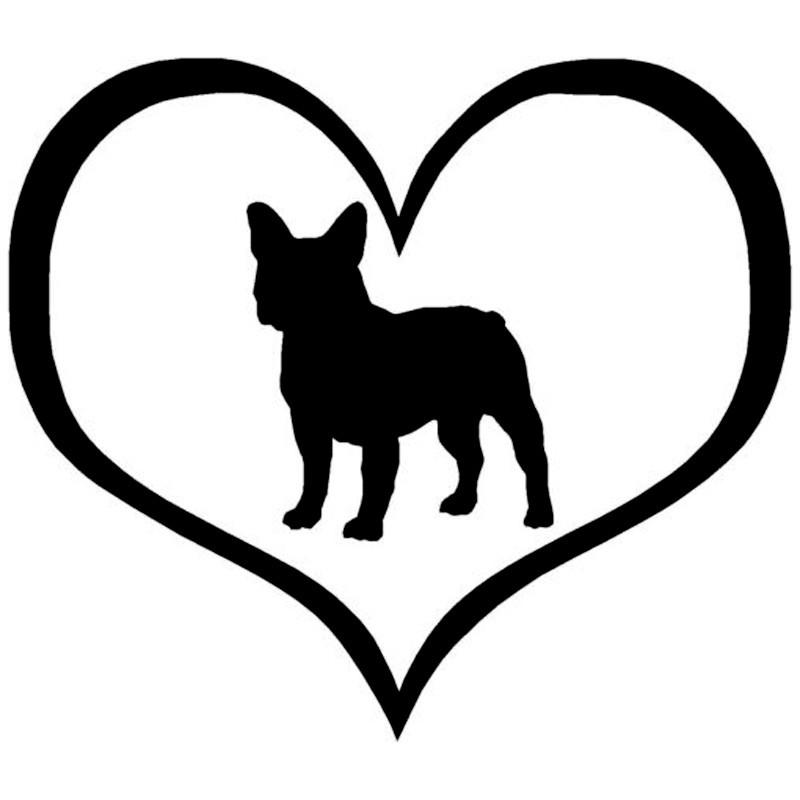 800x800 French Bulldog Silhouette In Heart Vinyl Sticker My French