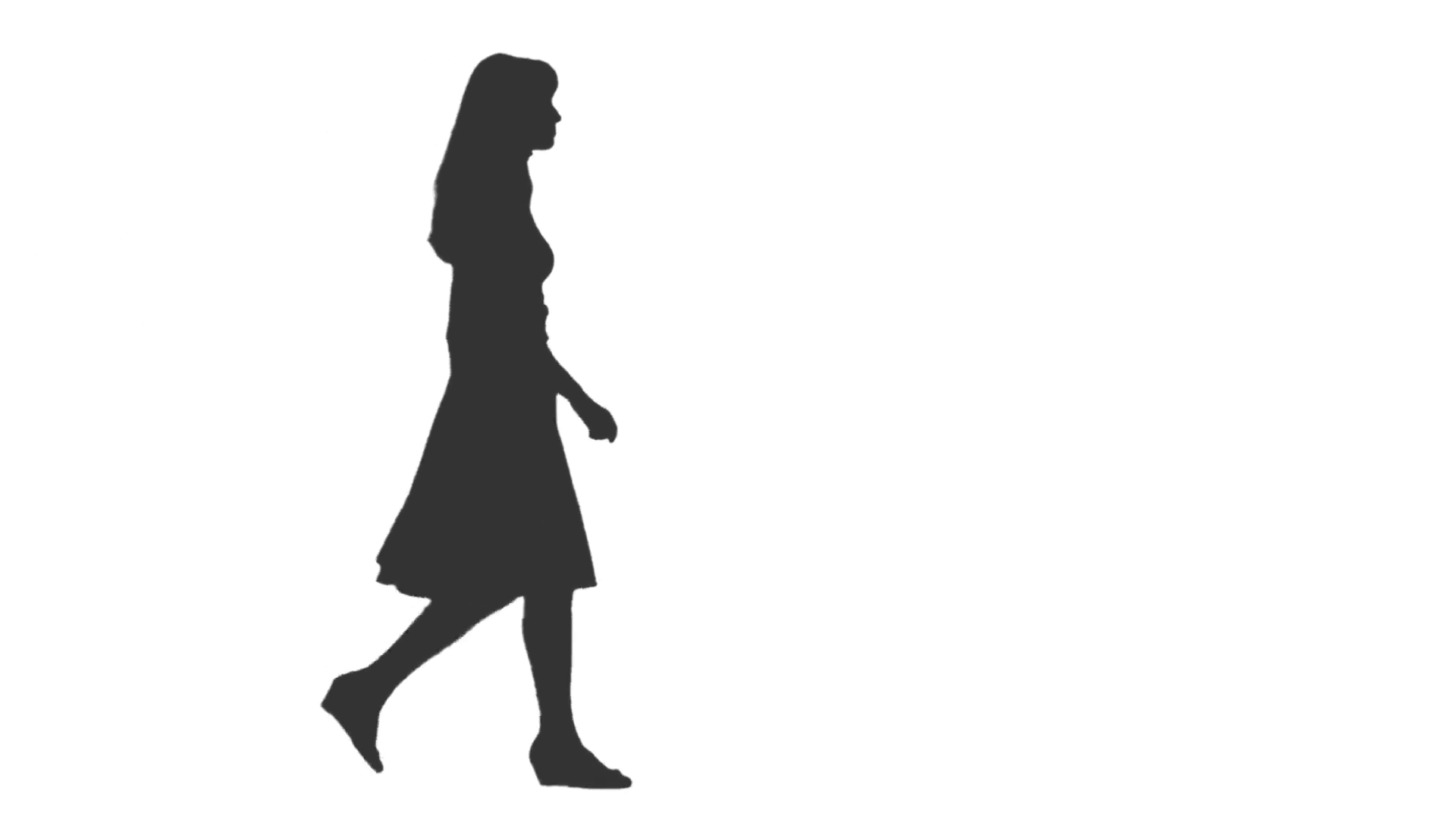 1920x1080 Silhouette Of Young Woman Walking. Side View. Full Hd Footage