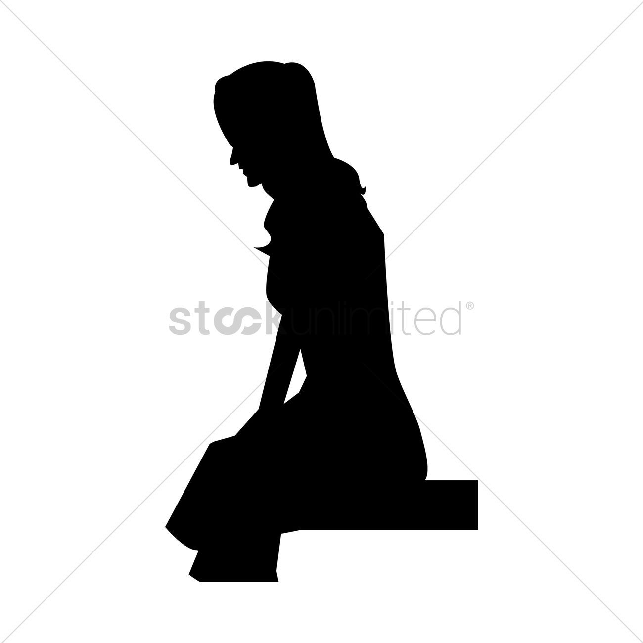 1300x1300 Silhouette Of A Girl Sitting Down Vector Image