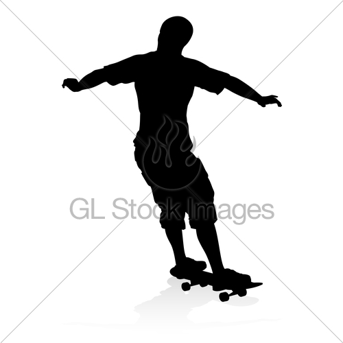 500x500 Skater Skateboarder Silhouette Gl Stock Images