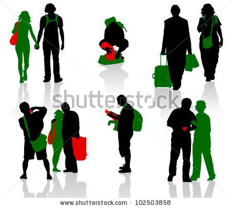 450x406 Silhouettes Of Tourists In Different Situation.
