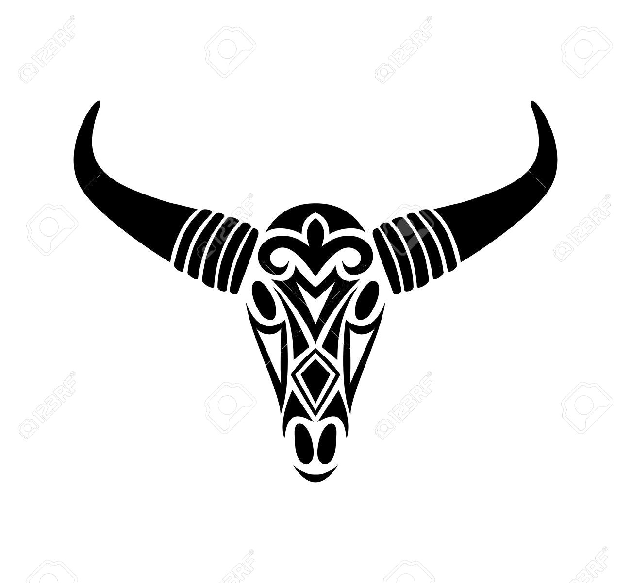 1300x1202 Bull Skull Silhouette Seamless Pattern Royalty Free Vector Clip