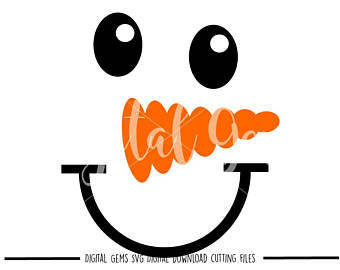 340x270 Snowman Face With Carrot Nose Svg, Eps, Dxf, Png, Jpg Digital Cut