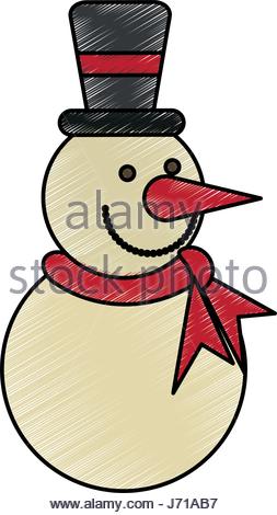 253x470 Silhouette Snowman With Hat And Scarf Vector Illustration Stock