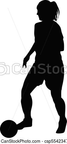 219x470 Soccer Women Silhouette. Girl Player Vectors Illustration