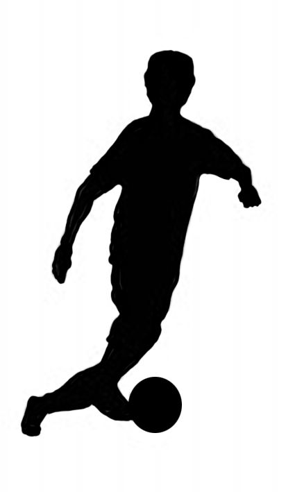 412x709 Soccer Player With Ball Black Silhouette Clipart Silhouettes