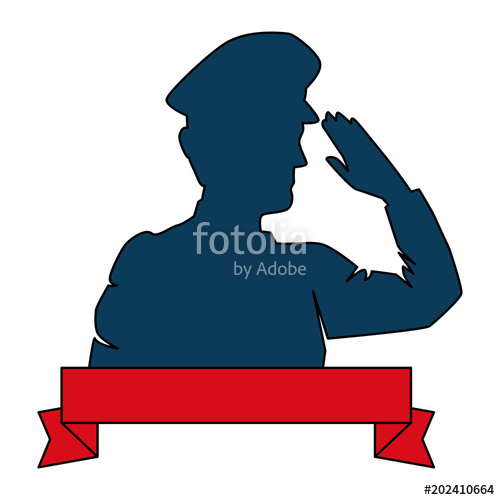 500x500 Silhouette Of Military Saluting With Ribbon Vector Illustration