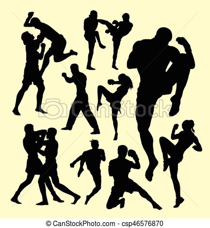 433x470 Muay Thai Boxing Sport Silhouette. Individual And Fighting