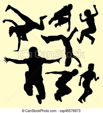426x470 Parkour Training Sport Silhouette. Good Use For Symbol, Web