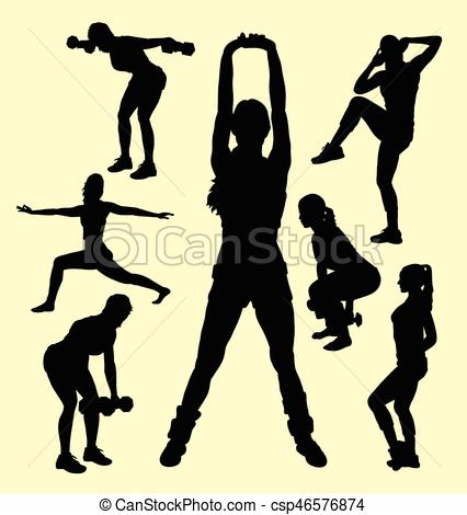 426x470 Training Female Sport Activity Silhouette. Good Use For Vectors