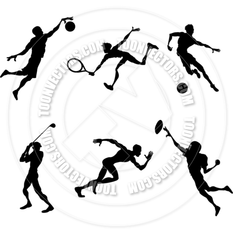 460x460 Sports Player Silhouettes By Geoimages Toon Vectors Eps