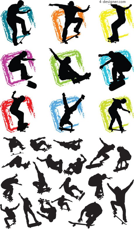 460x782 4 Designer Fashion Sports Figures Silhouette Vector Material