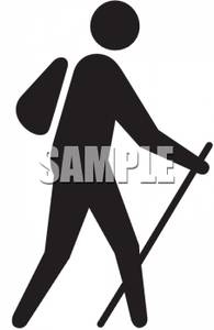 195x300 Clip Art Silhouette Of A Man Walking With A Backpack And Walking