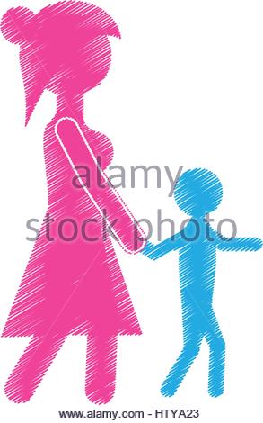 293x470 Mom And Son Together, Silhouette Vector Stock Photo 168873991