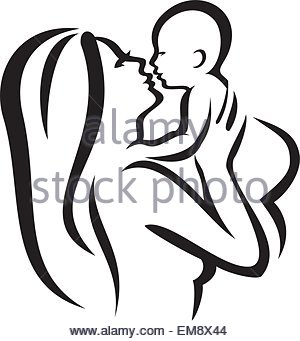 300x341 Mother And Baby Vector Silhouette Stock Vector Art Amp Illustration