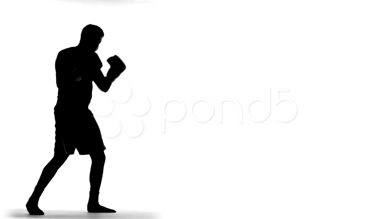 1280x720 Silhouette Of Boxer (Slow Motion). Stock Footage