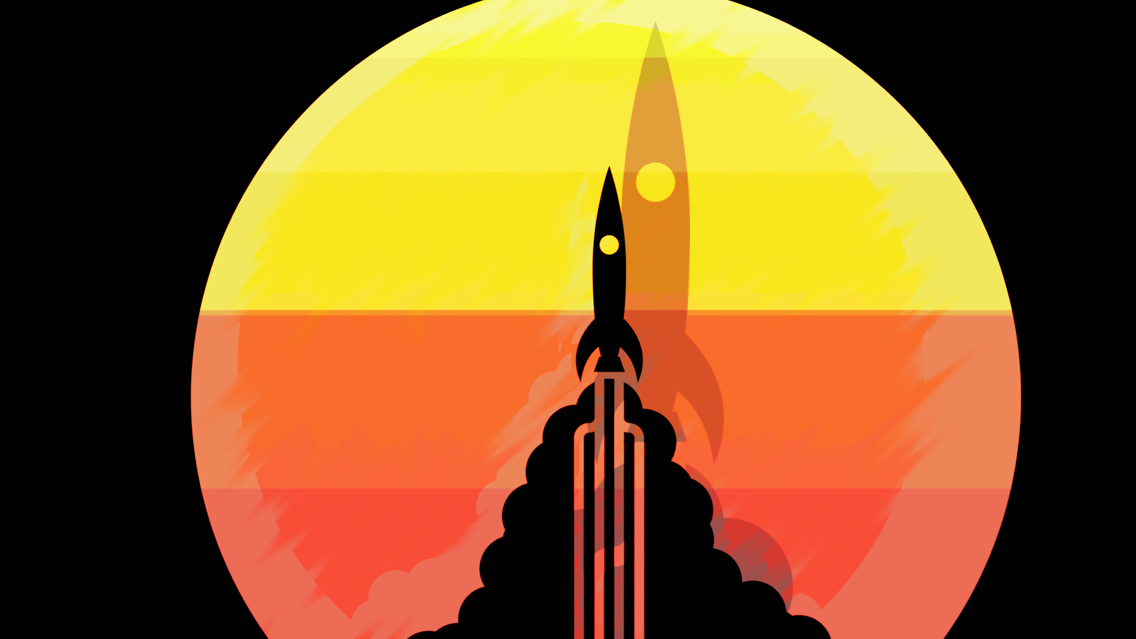 2208x1242 Wallpaper Illustration, Silhouette, Sun Rays, Spaceship, Rocket