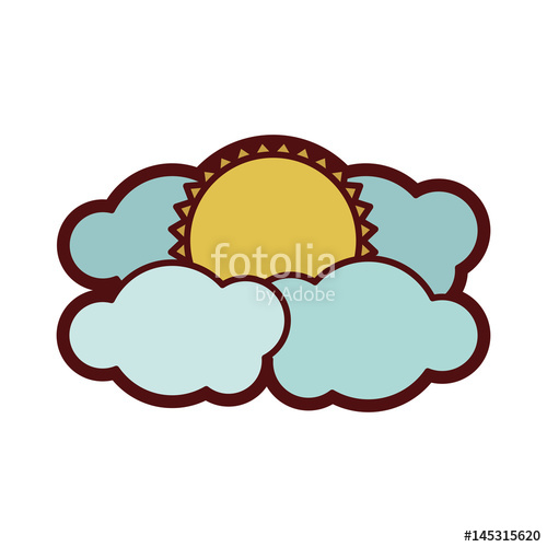 500x500 Colorful Thick Silhouette With Sun Between Clouds Vector
