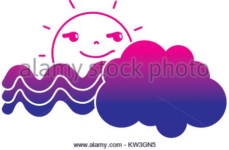 450x295 Silhouette Funny Sun With Cloud And Rainbow Weather Vector Stock