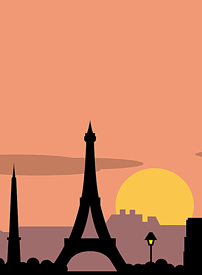 650x882 Eiffel Tower Silhouette Poster, France, Sunrise, Sun Background