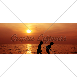 325x325 Silhouette Of A Child In Front Of Sea At Sunset Gl Stock Images