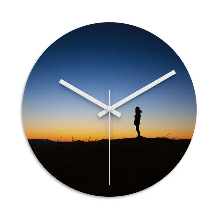 700x700 Sunrise Silhouette Glass Wall Clock