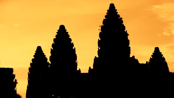 590x332 Zoom Out Of Silhouettes Of Main Temple Spires At Sunrise