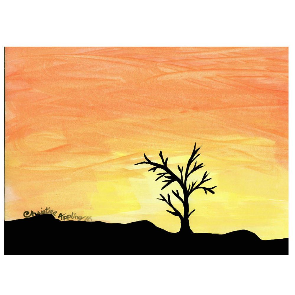 1000x1000 Painted Art Original, 8x10 Painting On Paper, Silhouette Decor
