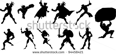 450x216 Superhero Silhouette Clipart
