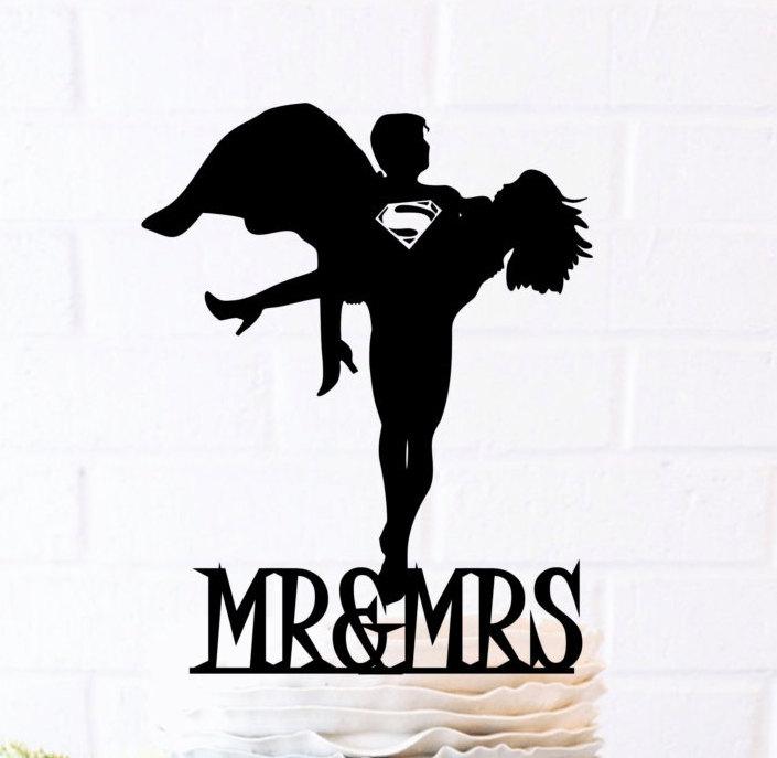 705x687 Bride And Groom, Superman Cake Topper, Custom Cake Topper, Wedding