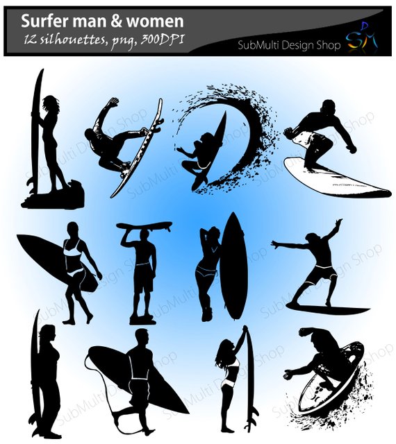570x640 Surfers Silhouette Skateboard Silhouette Vector Surfers
