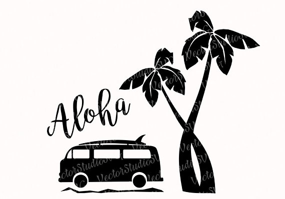 570x399 Aloha Svg Hawaii Tropical Clipart Silhouette Designs Svg Vw Surfer