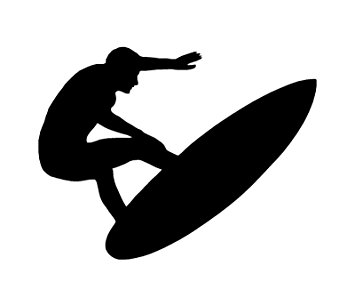 355x306 Surfer Silhouette Surfing Wave Vinyl Sticker Automotive