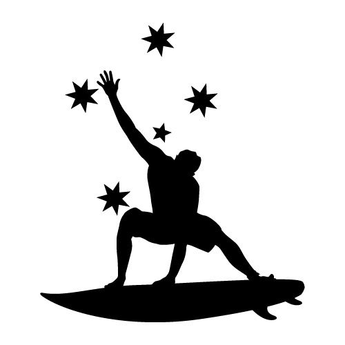 500x500 Australian Surfer Southern Cross Star Surfing Van Wave Sticker