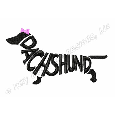 400x400 Dachshund Silhouette Breed Name Embroidered T Shirt Sew Dog Crazy