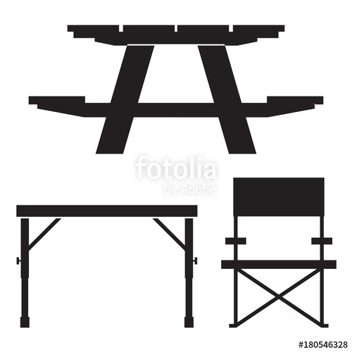 500x500 Wooden Camping Table Icon In Outline Design. Outdoor Picnic