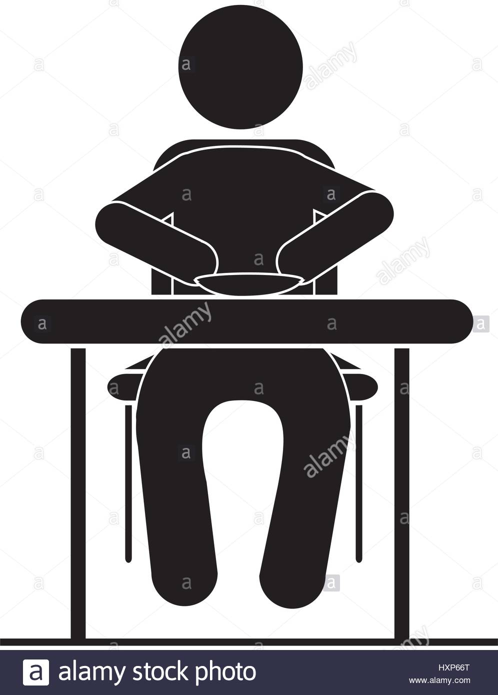 996x1390 Black Silhouette Pictogram Sitting In Table With Dish Stock Vector