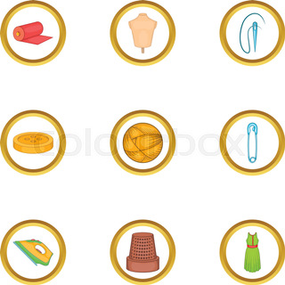 320x320 Set Of Tailor Tools Silhouette. Vector Sewing Items Collection