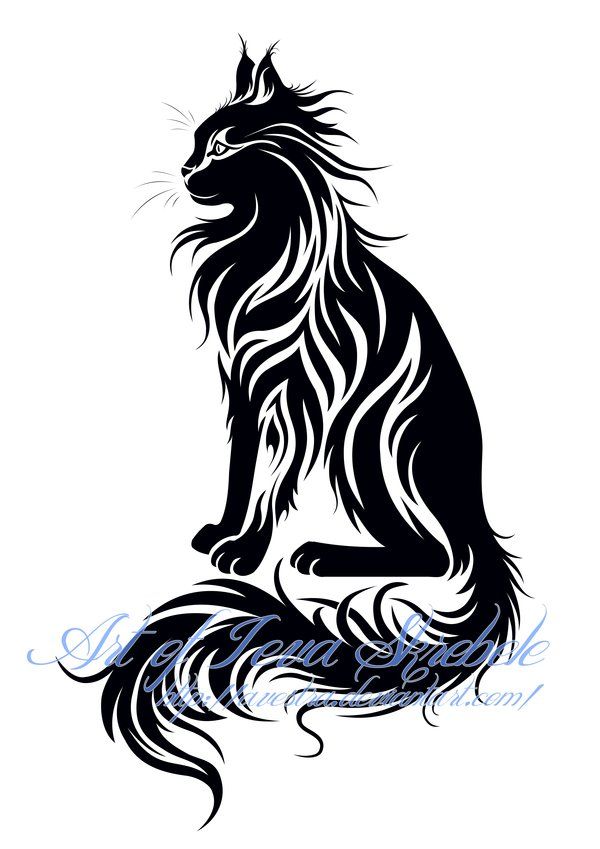 600x849 Sitting Cat Tribal Tatoo Iii By