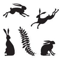 200x200 Simple Black Hare Silhouette Tattoo Designs