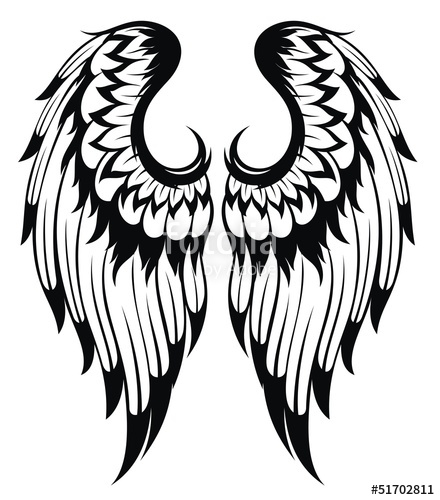 440x500 Black Wings Silhouette Tattoo Design Stock Image And Royalty