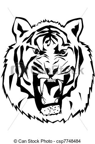 311x470 Tiger Silhouette. Blacke Silhouette Of Tiger Beast Eps Vector