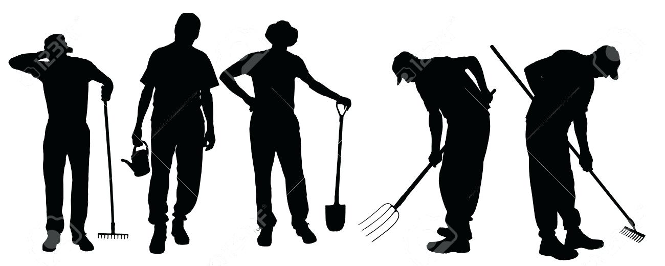 1300x520 Gardening Silhouette Vector Silhouette Of A Man With Garden Tools