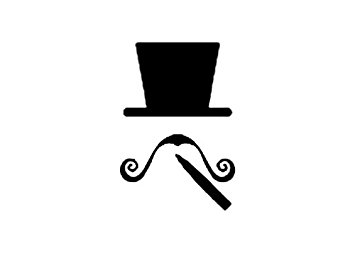 355x253 7 Inches Black Silhouette Of Top Hat Long Swirly