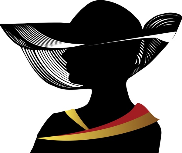 600x505 Woman Wearing Hat Vector Illustration With Silhouette Style Free