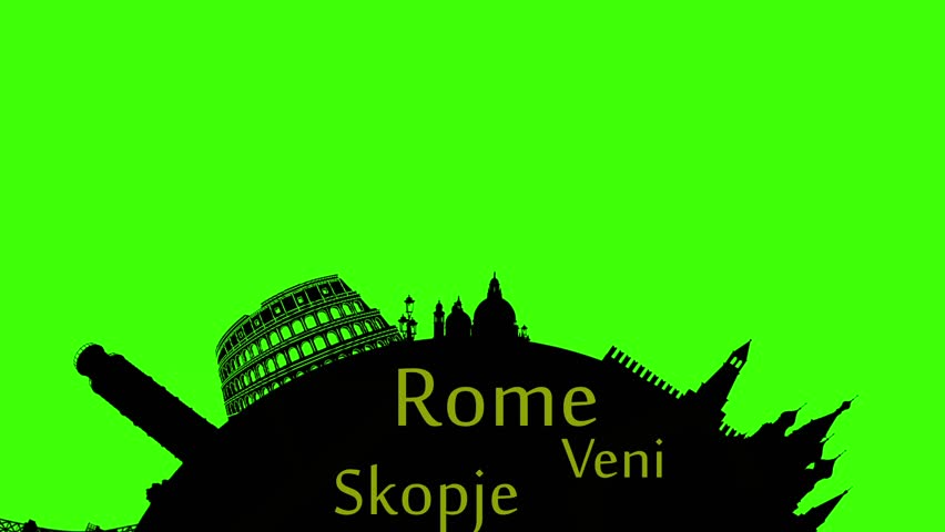 852x480 World Travel Background. Famous Buildings Animation Loop