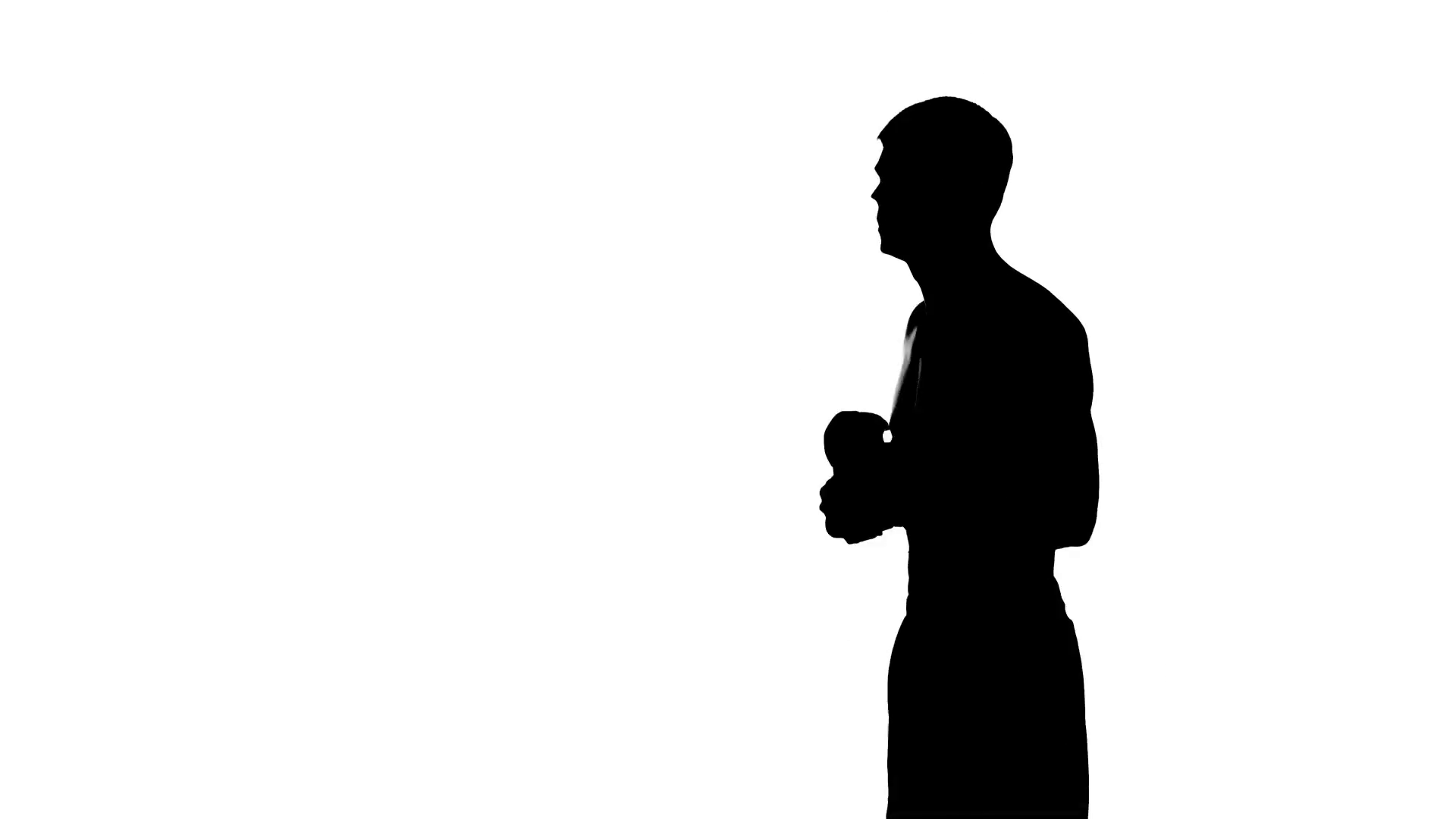 1920x1080 Silhouette Of A Boxer In Training On A White Background Stock