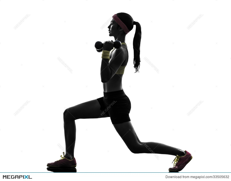 800x628 Woman Exercising Fitness Workout Weight Training Silhouette Stock