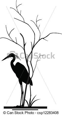 254x470 Heron And Tree Silhouette